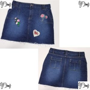 Route 66 Jean Denim Mini Jean Skirt Sz 12 Upcycled